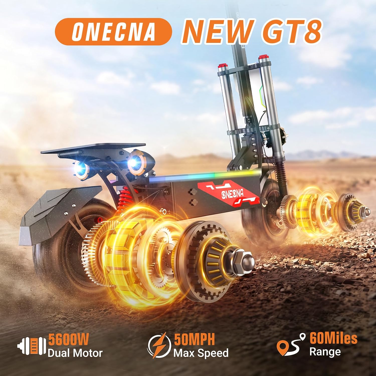 ONECNA GT8PRO 大人用電動スクーター。5600W - 60V 5600W Dual Motor Electric Scooter のレビューと価格